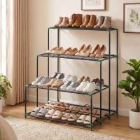 Outsunny 4-Tier Plant Stand, 110 cm High Flower Stand with 24 Clips, Steel Plant Shelf Dark Green(m-4)