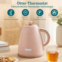 HOMCOM Waterkoker- en Toaster-Set, 1,7L 2200W Snelkook-Waterkoker met Automatische Uitschakeling en 2-Sneetjes Toaster met Kruimellade, Roze(m-5)