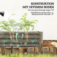 Outsunny Gartenbeet, Pflanzkasten mit Stahlgehäuse, Hellgrau, 120 x 120 x 30 cm(m-6)