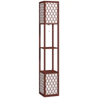 HOMCOM Duo Light Floor Shelves - Brown(m-1)