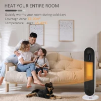 HOMCOM Mini Termoventilator Electric Oscilant cu 2 Moduri cu Telecomandă, Alb și Negru(m-4)