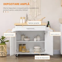 Homcom Carut Bucatarie 109×40×89 cm – Blat Lemn, Roti & Spatiu Depozitare(m-4)