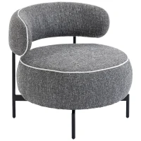 HOMCOM Butaca de Salón con Asiento Giratorio Tapizado en Lino Asiento Amplio Relleno Grueso Patas de Metal Gris Oscuro(m-5)