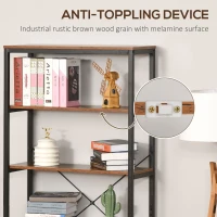 Homcom Biblioteca Industriala Vintage – 6 Rafturi din Lemn & Metal Negru(m-6)