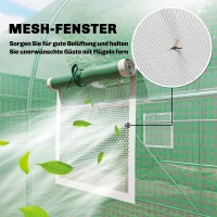 Outsunny Kas 3 x 2 x 2 m folietunnel met vergrendelbare openslaande deur 6 oprolbare gaasramen steunstangen(m-4)