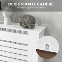 HOMCOM Mască de Calorifer cu Lamele și Raft din Lemn Alb 152x19x81 cm(m-6)