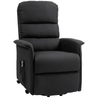 HOMCOM Sillón Relax Reclinable Eléctrico Levanta Personas con Mando a Distancia y Bolsillo Lateral Tapizado en Lino Negro(m-11)