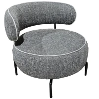 HOMCOM Butaca de Salón con Asiento Giratorio Tapizado en Lino Asiento Amplio Relleno Grueso Patas de Metal Gris Oscuro(m-4)