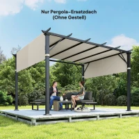 Outsunny Vervangend dak voor pergola met UV-bescherming, zonnescherm voor terrasoverkapping voor 3 x 3 m paviljoen, Crèmewit(m-8)
