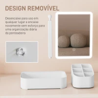 HOMCOM Espelho de Maquilhagem com Luz LED Espelho de Toucador Recarregável com 2 Modos de Iluminação Rotação de 180° 22x13,8x38 cm Branco(m-9)