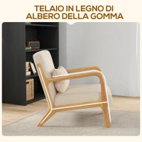 HOMCOM Poltroncina in Velluto con Struttura in Legno, Imbottitura con Molle a S e Cuscino, 61x78x76 cm, Beige(m-5)