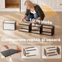 Lampă de Podea HOMCOM LED cu Rafturi, Lampă Modernă cu Comutator și Porturi USB, Lumină Reglabilă pentru Living și Dormitor, Neagră(m-8)