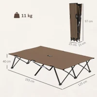 Outsunny Double Camping Cot Bed, with Bag - Khaki(m-3)