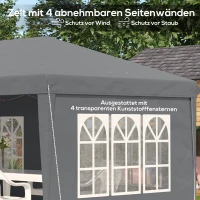 Outsunny Pavillon ca. 3x6m Wasserdicht Pop-up Faltpavillon mit 4 Seitenwänden, Fenster UV-Schutz Tragetasche Grau(m-8)