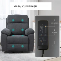 Homcom Fotoliu Electric cu Ridicare și Telecomandă, Scaun Tapitat din Țesătură pentru Seniori, Relaxare și Confort cu Buzunare Laterale(m-6)