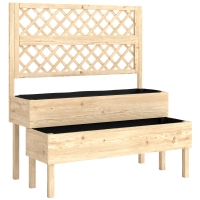 Outsunny Jardinieră înaltă cu spalier 2 niveluri cutie de flori cu 2 jardiniere, lemn 108 x 62 x 120 cm