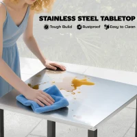 Outsunny Grillwagen met 3 Etages en Roestvrijstalen Werkblad, Serveerwagen 50 x 50 x 90 cm Zwart(m-4)