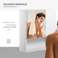 Kleankin Dulap Baie Suspendat – Cu Oglinda si Rafturi Reglabile(m-7)