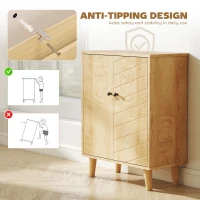 HOMCOM Vintage Storage Cabinet with Double Chevron Doors and Pine Wood Legs, Side Cabinet for Living Room, Kitchen, Bedroom(m-6)