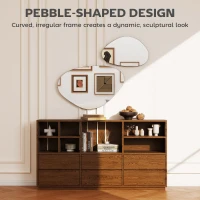 HOMCOM Set of 2 Pebble-Shaped Wall Mirror - Black(m-4)