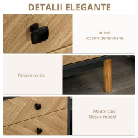 HOMCOM Noptiera din Lemn cu 5 Sertare, Picioare Ridicate din Pin, Gri Inchis(m-6)