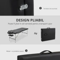 Homcom Masa Masaj 186×71 cm – Portabila, Reglabila(m-6)