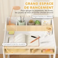 AIYAPLAY Ensemble bureau et chaise pour enfant 3 à 8 ans avec compartiments et étagères ouverts, blanc(m-5)