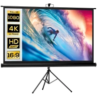 HOMCOM Ecran de proiecție pliabil de 84" format 16:9 cu trepied ajustabil, 200x8x118 cm, negru(m-11)