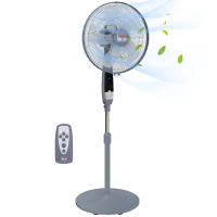 HOMCOM 16'' Pedestal Standing Floor Fan, Oscillation Cooling Fan with Remote Control, Grey(m-10)