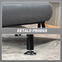 HOMCOM Fotoliu extensibil cu spătar ajustabil în 5 poziții, țesătură cu efect de in și oțel, 75x70x75 cm, Gri(m-7)