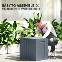 Outsunny 93L Plastic Garden Storage Box, Outdoor Storage Box with Handles, Waterproof Outdoor Storage Container, Light Grey(m-4)