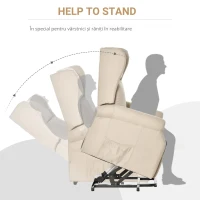 HOMCOM Fotoliu Ridicare si Rabatare cu Telecomanda – Crem(m-6)