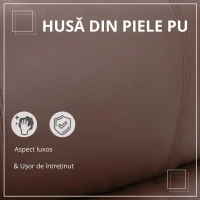 HOMCOM Fotoliu Relax Manual cu Spătar Reclinabil – Piele Sintetică Maro(m-6)