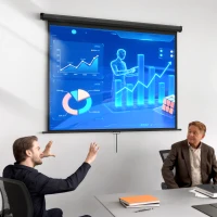 HOMCOM Ecran de Proiecție 84", Format 4:3, Unghi de 160° și Montare pe Tavan sau Perete, Negru(m-9)