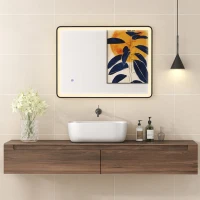 HOMCOM LED-badkamerspiegel anti-condens dimbare make-upspiegel met verlichting 80 x 60 cm zwarte lijst(m-9)