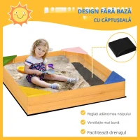 Outsunny Cutie din Lemn pentru Nisip pentru Copii, Cutie pentru Nisip cu Material Netesut si 4 Scaune(m-5)