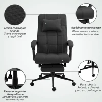 Vinsetto Cadeira de Escritório Reclinável com Altura Ajustável Apoio para Pés Encosto de Cabeça e Apoios para Braços 66x76x112-120 cm Preto(m-7)