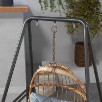 Outsunny Hammock Chair Stand, Hanging Heavy Duty Metal Frame Hammock Stand for Hanging Hammock Air Porch Swing Chair, Egg Chair, Black(m-9)