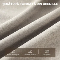 HOMCOM Canapea 3 Locuri Tapițată cu Chenille și Cusături Duble, Canapea Modernă cu Brațe și Picioare din Oțel, pentru Living, Birou și Dormitor, 174x75x76 cm, Bej(m-5)