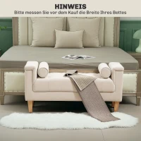 HOMCOM Polsterbank, Vintage-Design, 2 Kissen, Chenillebezug, 115 x 44 x 58 cm, Beige(m-7)