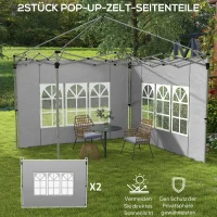 Outsunny 2er-Set Seitenteile für Pavillon 3x3/3x4 m, Seitenwand mit Fenster, wasserdicht Hellgrau(m-4)