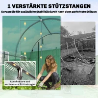 Outsunny Kas 3 x 2 x 2 m Foliekas met oprolbare 2 ritssluitingsdeuren & 6 gaasramen, steunstangen, groen(m-4)