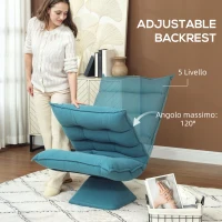 HOMCOM Poltrona Relax Girevole Poltrona da Terra Regolabile 5 Posizioni Blu(m-4)