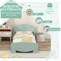 AIYAPLAY Lit enfant 70x140 cm avec barrières de sécurité thème d'ours pour garçons, filles, âgés de 3 à 6 ans, vert(m-5)