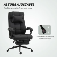 Vinsetto Cadeira de Escritório Reclinável com Altura Ajustável Apoio para Pés Encosto de Cabeça e Apoios para Braços 66x76x112-120 cm Preto(m-4)