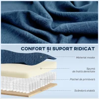 HOMCOM Fotoliu Relax Electric Reclinabil 150° cu Suport pentru Picioare și Port USB, Fotoliu Reclinabil Electric cu Cotiere Largi, Material cu Aspect de In, pentru Living, Dormitor, Albastru(m-5)