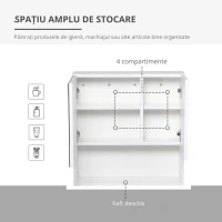 Kleankin Dulap Baie Suspendat – Cu Oglinda si Rafturi Reglabile(m-4)