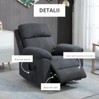Homcom Fotoliu Electric cu Ridicare și Telecomandă, Scaun Tapitat din Țesătură pentru Seniori, Relaxare și Confort cu Buzunare Laterale(m-7)