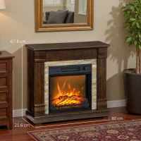 HOMCOM Semineu Electric de Podea cu Timer, Temperatura Reglabila, din Metal, ABS si PAL, 80x21.6x67.8 cm, Maro(m-3)