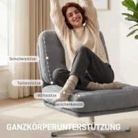 HOMCOM Draaibare Accentstoel, Gestoffeerde Leesstoel met Chenille, Brede Zitting, Pocketvering en Metalen Poten, Lichtgrijs(m-8)